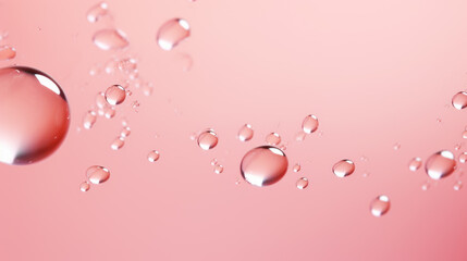 Drops photo, pastel pink background photo, Generative AI