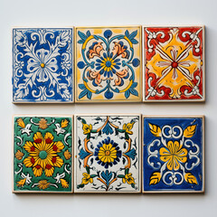 Set of tiles. decorative Portuguese Vintage Markacan Mexican Cuban Decorated Ornament