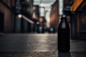  flavored black beverage bottle , urban branding  template - obrazy, fototapety, plakaty