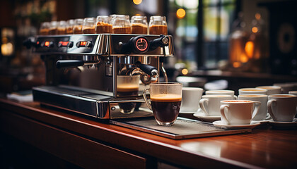 Fototapeta na wymiar Freshness in a cup coffee shop, barista, caffeine, close up, coffee break generated by AI