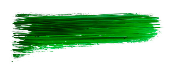 Green oil colour brush stroke on the transparent background