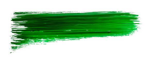 Green oil colour brush stroke on the transparent background