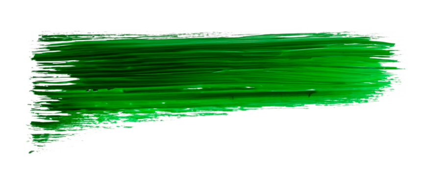 Green oil colour brush stroke on the transparent background