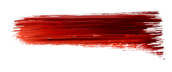 Red oil colour brush stroke on the transparent background