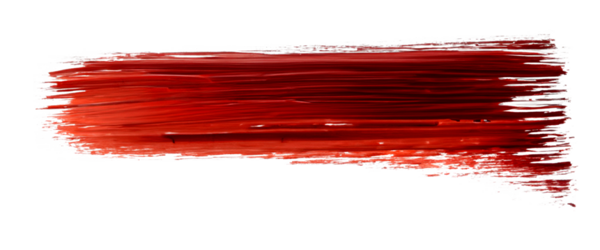 Red oil colour brush stroke on the transparent background