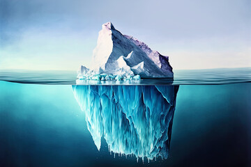 Tip of the iceberg. Business concept. Iceberg. Success business metaphor. Watercolor painting - obrazy, fototapety, plakaty