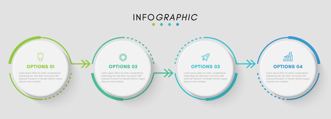 Vector infographic design template with 4 icons and options or steps. - obrazy, fototapety, plakaty