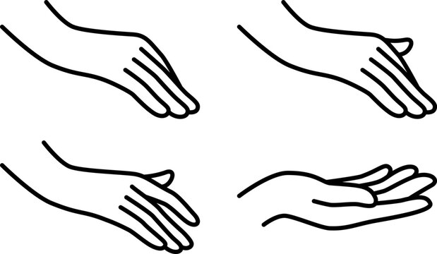 指先　手の甲　手のひら　シンプル　線画