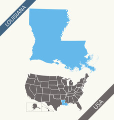 louisiana state on USA map blan
