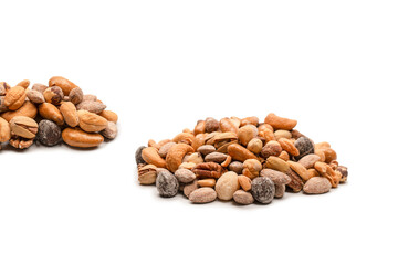 A group of almonds, pistachios, walnuts, macadamia, cashews.