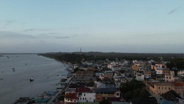 Aerial view of the coastal Lamu island Kenya
