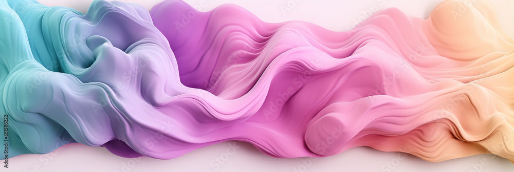 Wall mural abstract pastel colors 3d background. 3d wave banner. abstract three-dimensional background in soft 