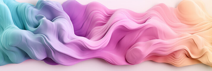 Abstract pastel colors 3d background. 3d wave banner. Abstract three-dimensional background in soft pastel colors