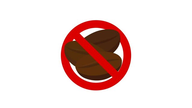 No caffeine label animation on alpha channel transparent background