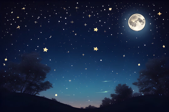 night sky with stars and moon
Generative AI
