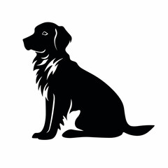 Golden retriever black icon on white background. Golden retriever silhouette