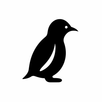 Penguin black icon on white background. Penguin silhouette