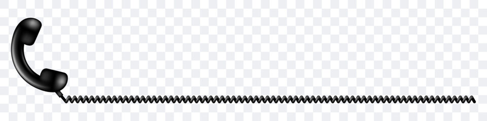 Telephone receiver with a cord. Phone handset with extension cord. Vector clipart.