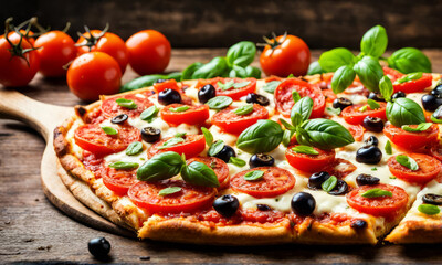 Pizza mit Basilikum, generated image