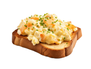 Delicious Scrambled Eggs on Toast Isolated on a Transparent Background 