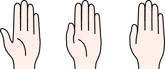 手のひら　手の甲　シンプル　線画