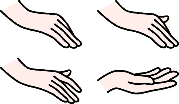 指先　手の甲　手のひら　シンプル　線画