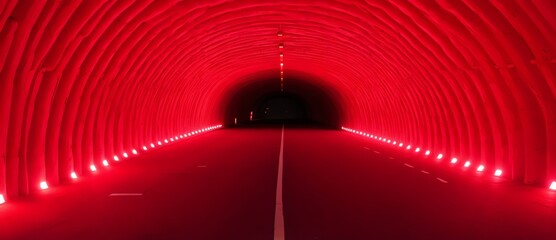 Red led lights on a tunnel from Generative AI