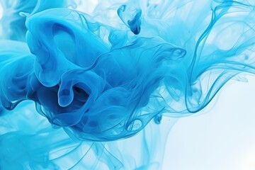  a close up of a blue liquid in the water with a light blue back ground and a light blue back ground and a light blue back ground and white back ground.