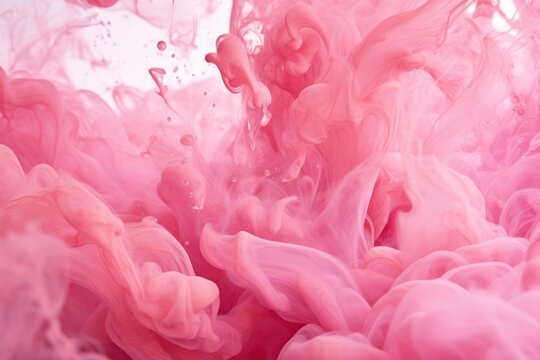  a close up view of a pink substance in a liquid filled body of water with a drop of water coming out of the top of the bottom of the image.