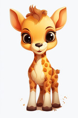 Fototapeta premium Cartoon style illustration of a female giraffe with a happy face. Isolated on white background. 