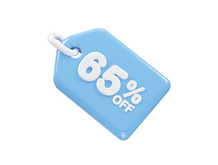 65 percent off discount sale icon 3d render illustration