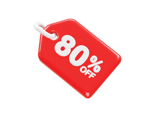 80 percent off discount sale icon 3d render illustration