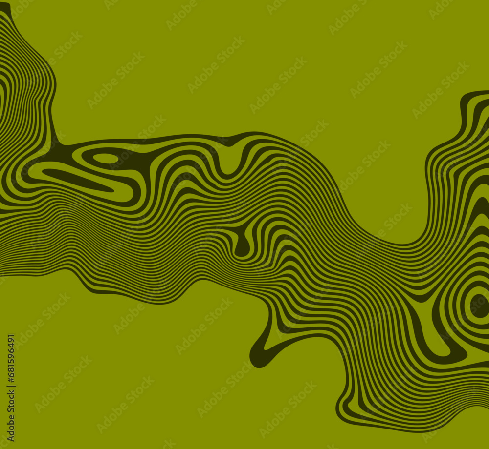 Poster green vintage abstract poster with textured liquid pattern design and optical interference effect of