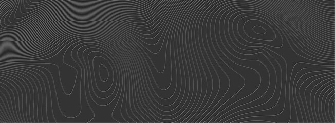Heights of the metallic grey topographic map contour in lines and contours. Illusion of relief for banner, flier, invitation, cover, business card. - obrazy, fototapety, plakaty