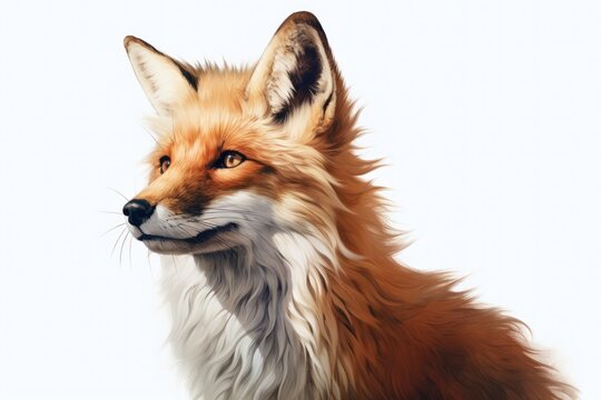  a close up of a fox's face on a white background with a blurry image of the fox's head and the fox's upper part of the face.