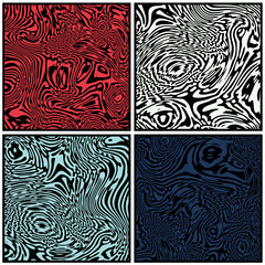 Vintage contrast abstract poster design with detailed realistic optical interference and liquid rippled effect. Illusion of movement.