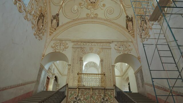 Interior Ceiling of Templo de Santo Domingo de Guzman Church and Convent in Oaxaca Mexico New Spanish Baroque Architecture