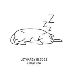 Dog fatigue and lethargy icon. Apathy in dogs