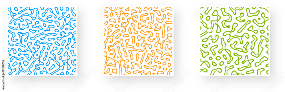 Poster set of paper cards with textured turing pattern design and rough contrast reaction diffusion liquid 
