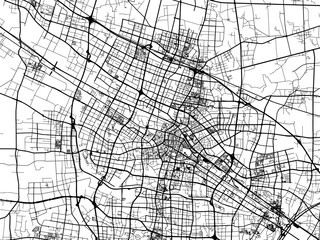 Vector road map of the city of Changzhou in the People's Republic of China (PRC) with black roads on a white background.