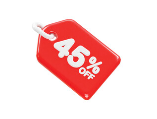 45 percent off discount sale icon 3d render illustration