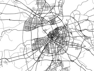 Obraz premium Vector road map of the city of Harbin in the People's Republic of China (PRC) with black roads on a white background.