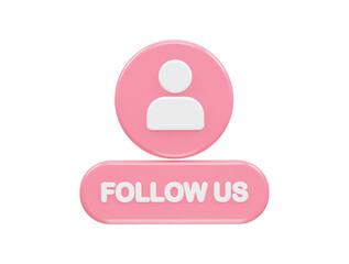 Follow button icon 3d rendering illustration