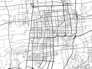 Vector road map of the city of Taizhou in the People's Republic of China (PRC) with black roads on a white background.