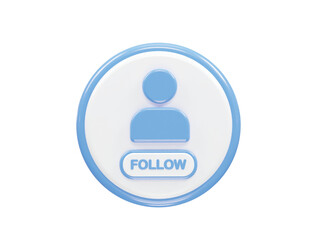 Follow button icon 3d rendering illustration