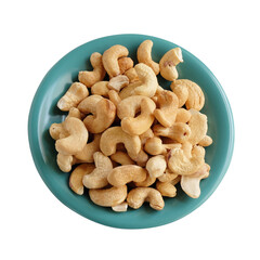 Roasted Cashew nuts on white background .