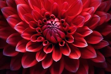  a close up of a red flower with lots of petals in the middle of the petals and the center of the flower in the middle of the middle of the petals.