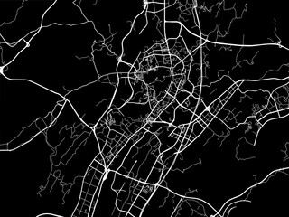 Vector road map of the city of Zunyi in People's Republic of China (PRC) with white roads on a black background.
