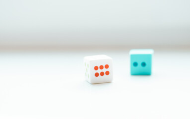 Board game with dice closeup. Play games concept. 