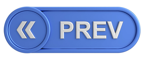 Previous button. Back button. 3D illustration.